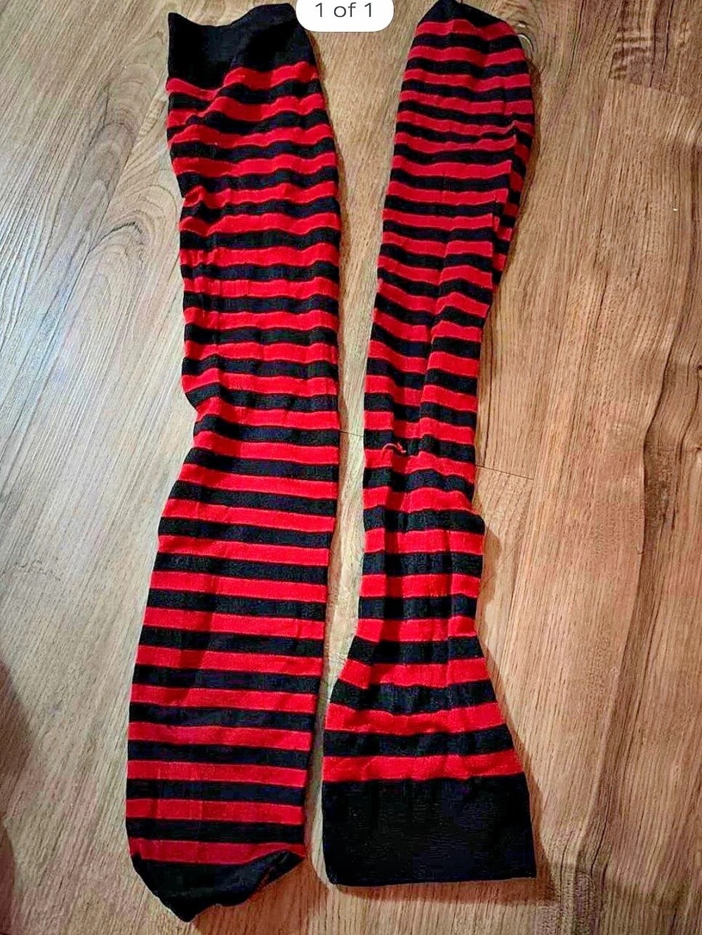 Striped Over-the-Knee Socks in Black & Red